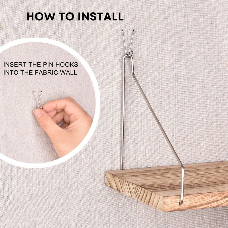 onsogi Fabric Wall Cubicle Shelf with Hooks for Work Decor, 11.8' Wooden Cubicle Organizer Storage Shelf with Hangers Cubicle Accessories for Women Men Desk, 2 Pack - Image 3